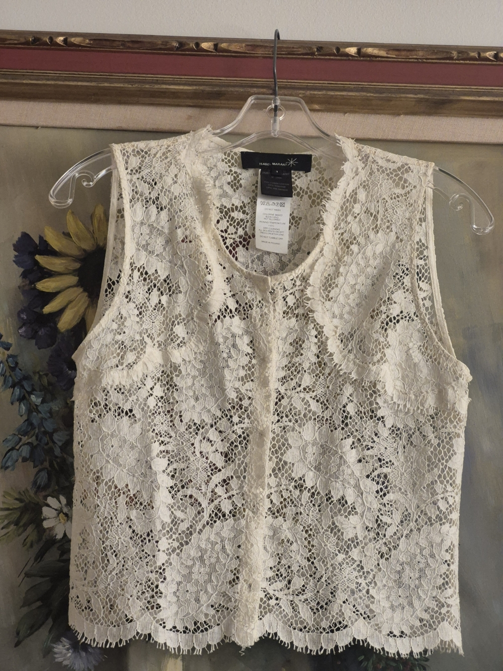 Isabel Marant Cream Crochet Lace Top